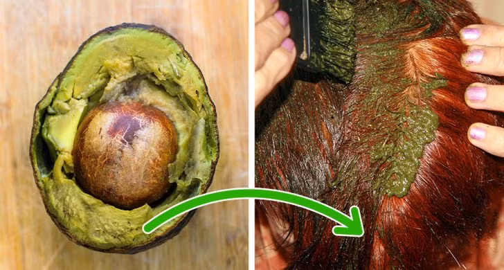 Quả bơ: Đừng vứt đi quả bơ hỏng vì bạn có thể dùng nó để làm mặt nạ dưỡng ẩm cho tóc. Nghiền nhuyễn bơ, thoa lên tóc và ủ trong ít nhất 6 tiếng rồi gội lại với dầu gội và dẩu xả như bình thường. Ban đầu bạn có thể sẽ cảm thấy tóc hơi khô nhưng sau khi gội lần thứ hai, tóc sẽ bóng và mềm mượt hơn.