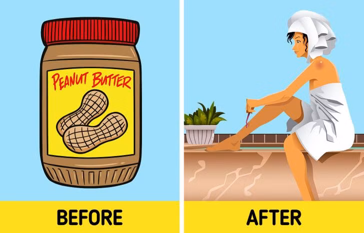 Bơ đậu phộng: Bơ đậu phộng có thể sử dụng thay thế kem cạo lông vì nó có nhiều dầu, giúp da mịn màn và không bị khô sau khi cạo. Ảnh: BS.