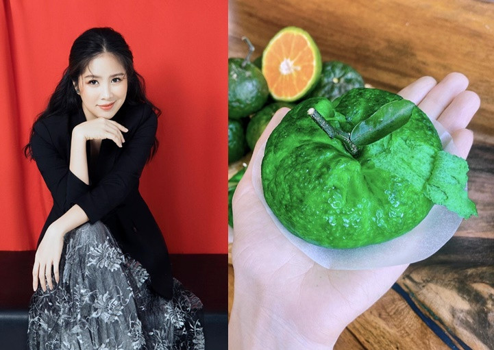Mới đây, Lê Phương làm không ít người phải dụi mắt khi khoe món bánh bao nhân sầu riêng do cô tự làm với lớp vỏ bên ngoài xanh tệp màu với những trái cam tươi bên cạnh.