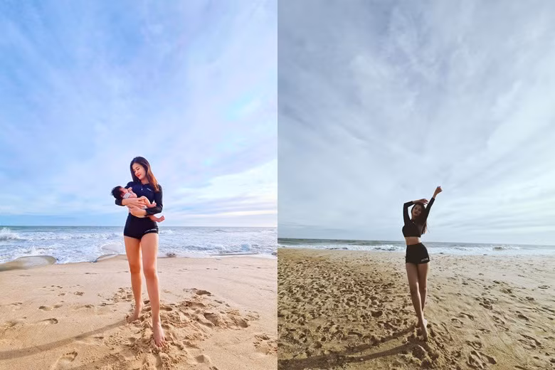 Mới sinh con được 2 tháng, Đông Nhi đã nhanh chóng lấy lại vóc dáng thon thả và tự tin diện các trang phục khoe eo thon.