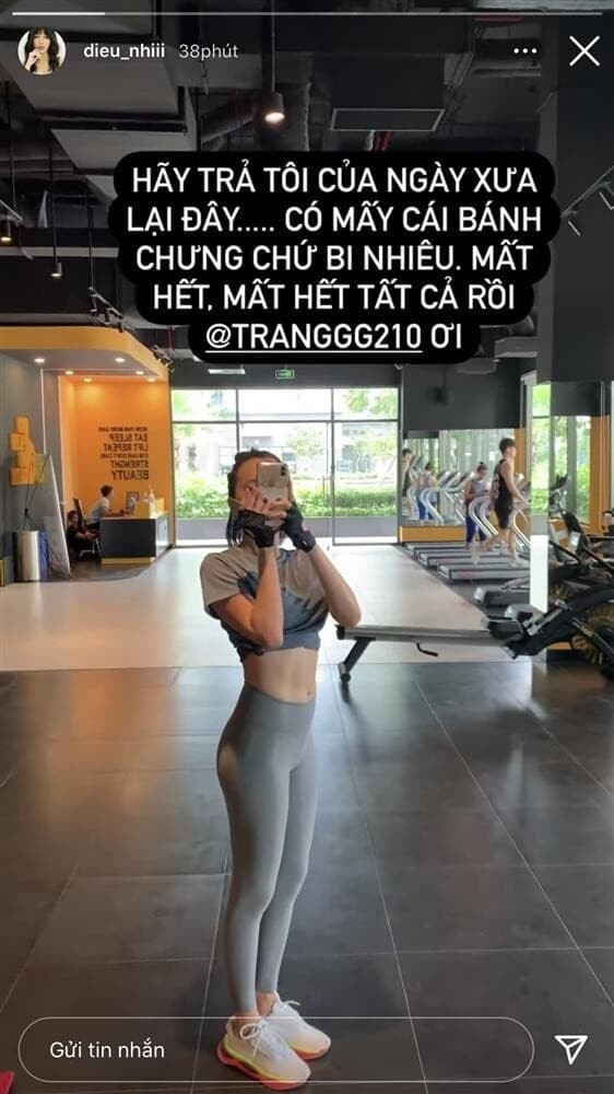 Diệu Nhi đăng ảnh cũ lúc body còn đẹp và chia sẻ: "Hãy trả tôi của ngày xưa lại đây. Có mấy cái bánh chưng chứ bao nhiêu. Mất hết, mất hết tất cả rồi".