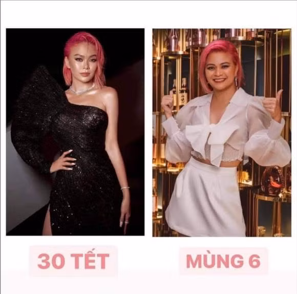 Mâu Thủy lại đăng ảnh của mình khác nhau giữa 30 Tết và mùng 6. Nhiều người thắc mắc hình ảnh mùng 6 Tết có phải Mâu Thủy hay không vì quá lạ. Ngay sau đó, Mâu Thủy chia sẻ: "Đó là Thủy mà".