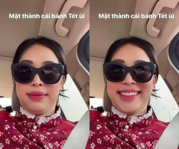 Á hậu Phương Nga cũng than thở với cộng đồng mạng về sự phát dáng trên khuôn mặt của mình. Á hậu chia sẻ “Mặt thành cái bánh Tét ùi” cùng với biểu cảm tươi tắn