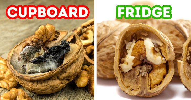 Các loại hạt: Sau khi chúng ta mở một túi các loại hạt, tốt nhất nên cho chúng vào hộp kín để bảo quản trong tủ lạnh; bằng cách này, các loại hạt sẽ tươi lâu hơn. Ngoài ra, chúng ta nên nhớ rằng các loại hạt không ướp muối sẽ tươi hơn các loại hạt tẩm muối.