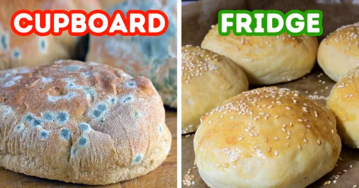 Sản phẩm nướng: Mặc dù không nên bảo quản bánh mì trong tủ lạnh nhưng các sản phẩm bánh nướng có thể “sống” trong tủ lạnh lâu hơn một chút so với để trong tủ đựng thức ăn (tối đa 3 tuần). Ngoài ra, bảo quản các túi bánh ngô đã mở trong tủ lạnh cho phép chúng tươi ngon đến 3 tháng. Cuối cùng, bột bánh pizza, bánh cuộn đóng hộp và bánh quy cũng không được để ở nhiệt độ phòng vì nó không an toàn.