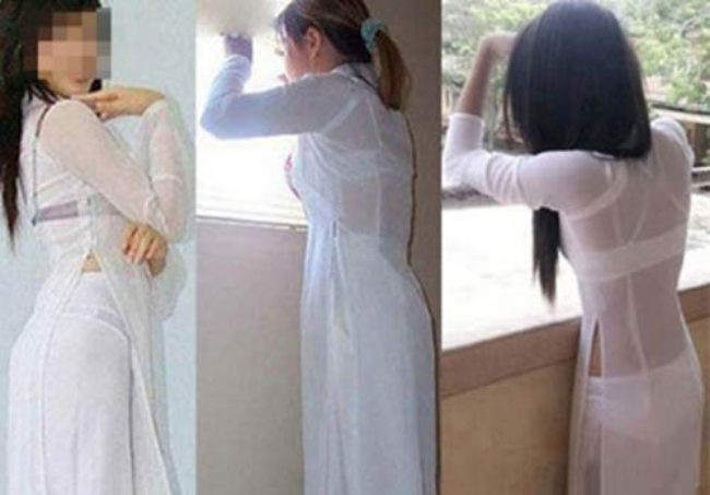 Nhiều nữ sinh từng bị lên án khi diện áo dài phản cảm để lộ cả nội y.