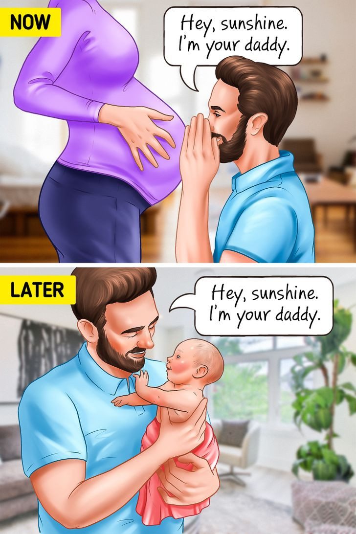 7. Nói chuyện với bụng bầu, em bé của bạn sẽ nhận ra giọng nói của bạn khi chào đời. Vào đầu tam cá nguyệt thứ ba, em bé bắt đầu phản ứng với giọng nói của mẹ. Trẻ sơ sinh bắt đầu học khi còn trong bụng mẹ và việc nói chuyện với trẻ sẽ kích thích sự phát triển ngôn ngữ. Đây là một cách khác để giúp bạn và chồng tạo ra một mối liên kết chặt chẽ với em bé trong bụng.