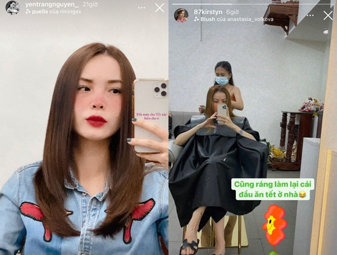 Hai chị em nhà nữ ca sĩ Yến Trang - Yến Nhi cũng tranh thủ tút tát lại mái tóc đón Tết.