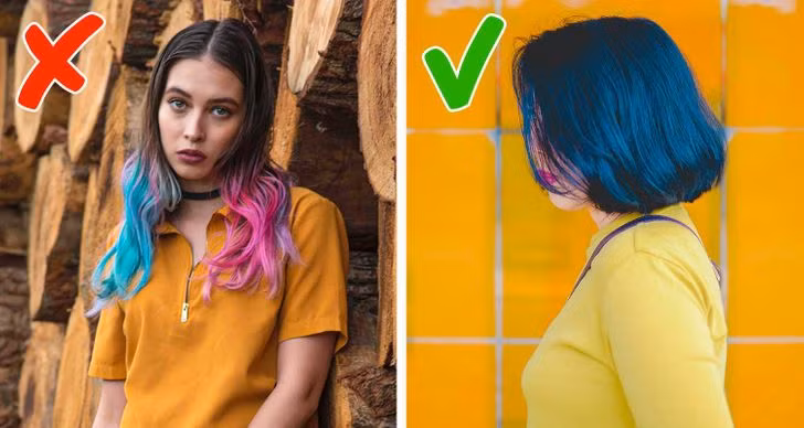 Tóc nhuộm nhúng dip dye: Tóc nhuộm nhúng phá cách chính thức đã lỗi mốt. Nếu yêu thích màu nhuộm sáng, bạn có thể chọn những màu mang sắc xanh thẫm như xanh tím hay xanh than. Ảnh: BS.
