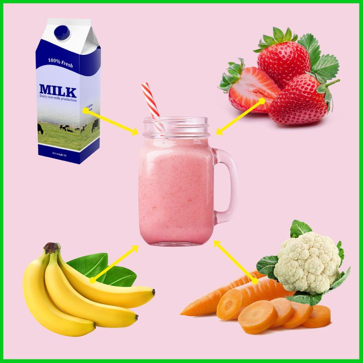 6. Thêm rau vào bữa ăn của bé: Bạn có thể thêm rau vào sinh tố hoặc cắt lát đủ mịn để cho vào các món ăn yêu thích của trẻ. Mặc dù mẹo này có thể hữu ích, nhưng bạn nên nói với trẻ rằng rau rất cần thiết cho cơ thể chúng ta và chúng ta nên ăn chúng hàng ngày.