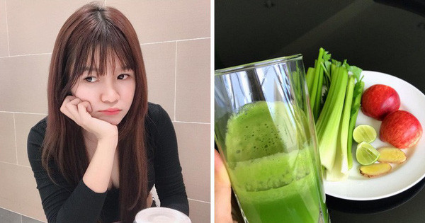 Yến Xuân, bạn gái thủ môn Lâm Tây cũng có nhiều công thức làm nước ép cần tây để dưỡng da, giữ dáng. Ảnh: IT.