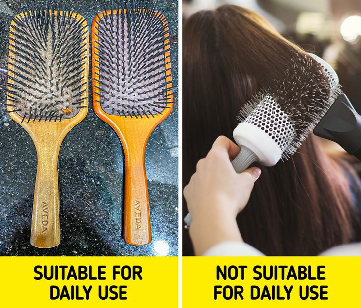 Sai lầm 6: Dùng sai loại lược chải đầu. Việc sử dụng sai lược có thể khiến mái tóc dễ gãy và xơ rối. Tuy nhiên, vẫn có thể ngăn ngừa các vấn đề về tóc nếu bạn chọn đúng lược chải đầu và chải tóc từ ngọn tóc và dần dần đến chân tóc.