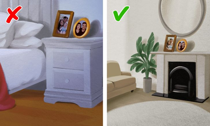 3. Ảnh gia đình: Tất cả chúng ta đều có xu hướng bày trí những bức ảnh gia đình xung quanh nhà, nhưng phòng ngủ là điều tối kỵ theo phong thủy. Điều này là do nhìn ảnh gia đình vào đêm muộn có thể khiến bạn lo lắng và căng thẳng không mong muốn. Những bức ảnh của các thành viên trong gia đình đã qua đời có thể tạo ra một môi trường tiêu cực và buồn bã khiến bạn thao thức cả đêm.