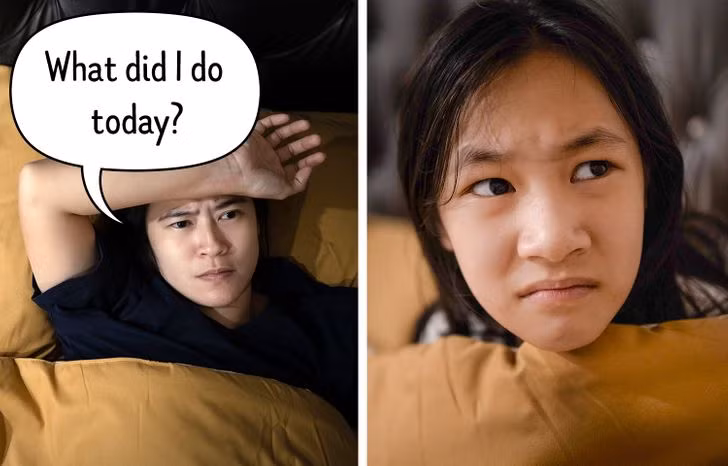 4. Nghĩ lại những việc đã làm trong ngày: Một thủ thuật tâm lý cho những người mất ngủ là nghĩ lại những việc đã làm trong ngày trước khi đi ngủ. Bạn đã nói chuyện với ai, đã đi bằng gì về nhà, đã ăn gì cho bữa tối... Những điều vụn vặt này sẽ giúp bạn thư giãn, xoá tan lo âu, dễ chìm vào giấc ngủ hơn.