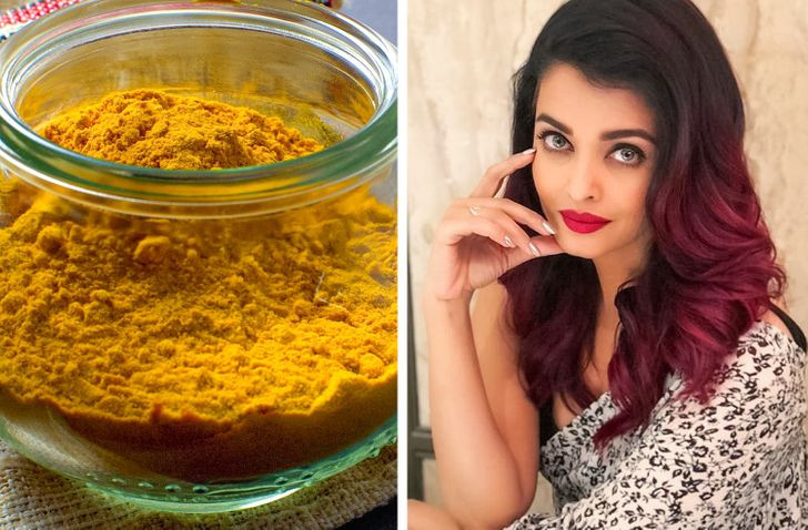 1. Để có làn da sáng hơn, hãy thử một ít bột nghệ. Aishwarya Rai Bachchan, Hoa hậu Thế giới 1994, vẫn trẻ đẹp ở tuổi 47. Bí quyết sở hữu làn da rạng rỡ của cô là thường xuyên thoa hỗn hợp làm từ bột đậu xanh, kem sữa và một chút bột nghệ.