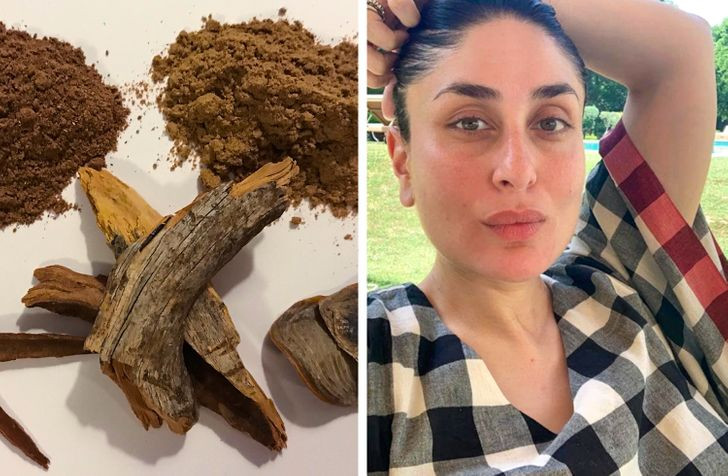 3. Bột gỗ đàn hương giúp da luôn tươi sáng. Kareena Kapoor Khan là một nữ diễn viên Ấn Độ khá nổi tiếng. Ở tuổi 40, cô ấy ấy trông khá trẻ trung nhờ cách chăm sóc da với nguyên liệu tự nhiên. Nữ diễn viên thường tự làm mặt nạ dưỡng với hai thìa bột gỗ đàn hương, hai giọt dầu vitamin E và một nhúm nghệ.