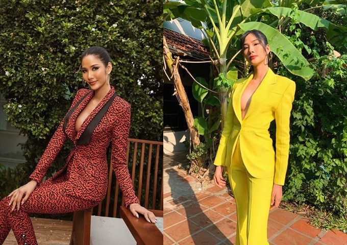 Hoàng Thùy tự tin khoe vòng một lấp ló khi diện suit không nội y.