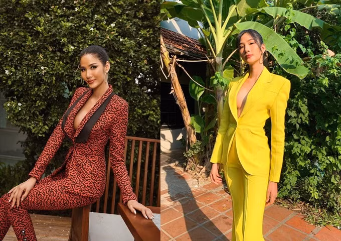 Hoàng Thùy tự tin khoe vòng một lấp ló khi diện suit không nội y.