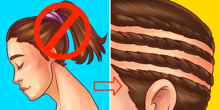 Buộc tóc đuôi ngựa chặt: Không chỉ gây ra chứng đau đầu, buộc tóc đuôi ngựa chặt có thể gây rụng tóc. Việc kéo tóc liên tục làm cho tóc lỏng ra khỏi các gốc nang lông, điều này làm mất khả năng mọc tóc mới. Vì vậy, khi có thể, đừng buộc tóc đuôi ngựa quá chặt. Ảnh: BS.