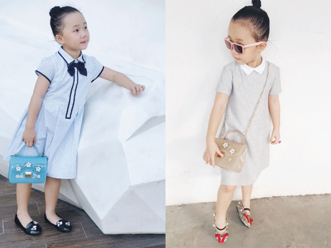 Con gái "chim công làng múa" Linh Nga rất ra dáng "con nhà giàu" khi mặc đồ nữ tính, xách túi Furla xinh xắn.