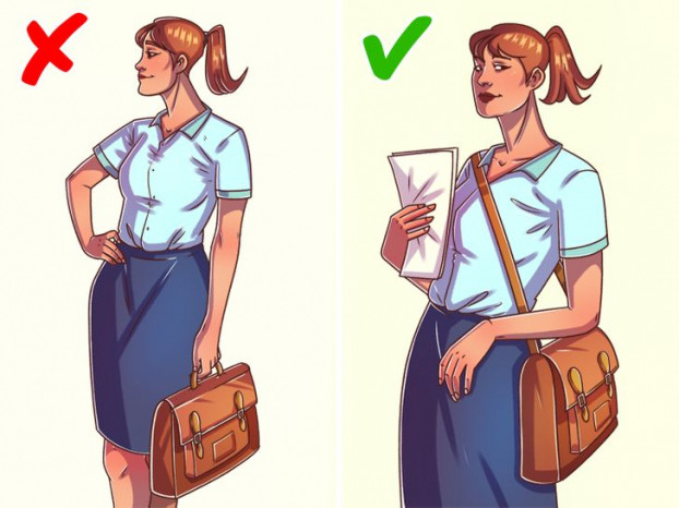 Cặp sách (cặp da): Cặp sách dùng để mang tài liệu, laptop. Loại túi này thường được làm bằng da hoặc chất liệu cứng nên khá nặng, dễ gây mỏi cánh tay, cổ và lưng. Nên chọn loại cặp sách có dây đeo để phân bổ trọng lượng đều hơn.