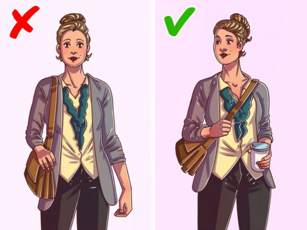 Túi đeo chéo: Túi đeo chéo được thiết kế để đeo chéo người nhưng phần đông phụ nữ thường mang ở một bên vai. Việc đeo túi xách sai cách có thể dẫn đến đau lưng và cổ vai. Nên đeo túi chéo qua người và thường xuyên đổi bên để chia đều áp lực cho hai bên vai.