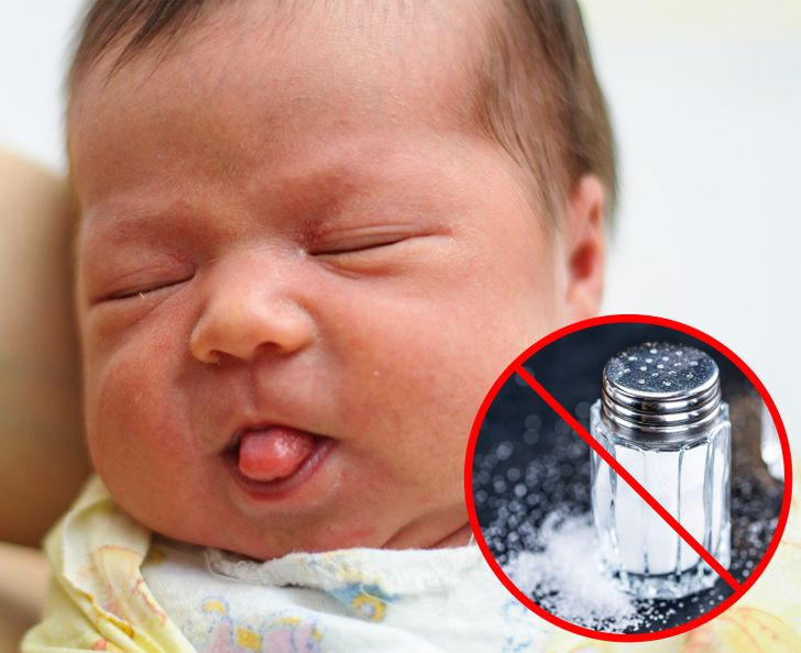 Bé không nếm được vị muối. Trẻ sơ sinh không phản ứng với vị của muối cũng như đối với các vị khác, như ngọt hoặc đắng. Chúng không thể phát hiện ra muối hoặc không quan tâm đến mùi vị. Nhưng trẻ bắt đầu biết mùi vị của muối vào khoảng thời gian từ 2 tháng đến 6 tháng tuổi.