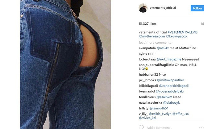 Một mẫu quần jeans hở mông khiến người nhìn phải lắc đầu ngán ngẩm.
