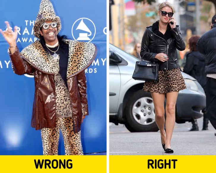 10. Áo da với trang phục in họa tiết động vật: Nếu bạn là một trong những người táo bạo và thích mạo hiểm trong lĩnh vực thời trang, bạn có thể kết hợp trang phục họa tiết động vật với áo da. Hai kết cấu in đậm này thực sự trông rất tuyệt khi kết hợp với nhau. Ảnh: BS.