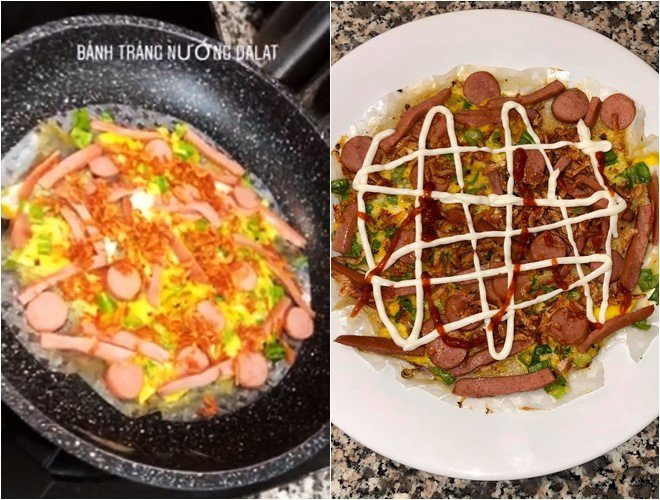 Đôi khi thèm những món ăn vặt như bánh tráng nướng kiểu Đà Lạt, cô cũng sẵn sàng lao ngay vào bếp.