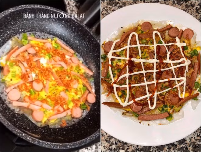 Đôi khi thèm những món ăn vặt như bánh tráng nướng kiểu Đà Lạt, cô cũng sẵn sàng lao ngay vào bếp.