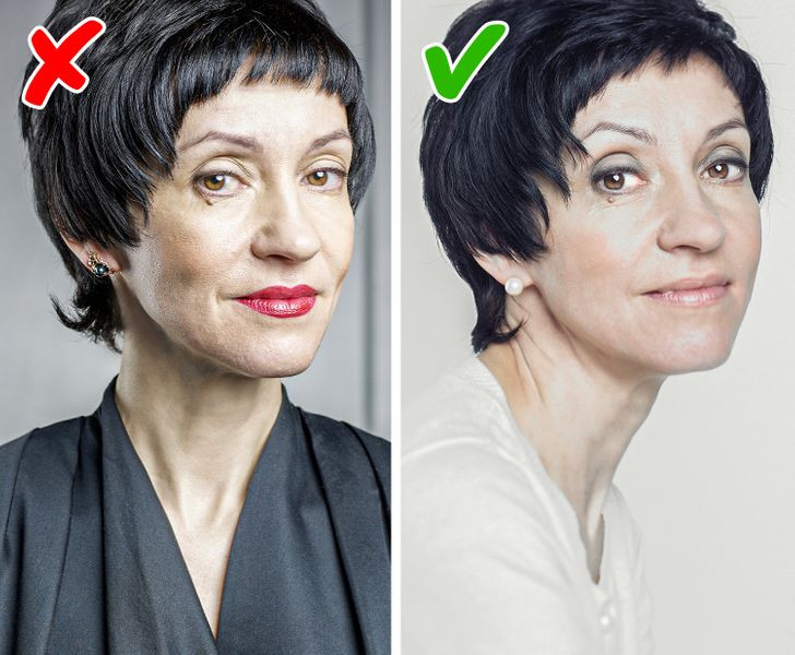 7. Đừng mặc quá nhiều màu đen: Màu đen chắc chắn tôn lên dáng người và có thể phù hợp với hầu hết mọi dịp. Tuy nhiên, khi chúng ta già đi, làn da có xu hướng trở nên nhợt nhạt hơn, vì vậy, mặc đồ đen có thể tạo ra sự tương phản gay gắt, đặc biệt là trên khuôn mặt của bạn.