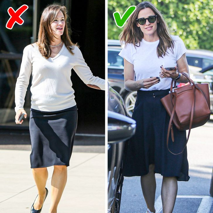 4. Làm nổi bật phần eo: Khi chúng ta già đi, ngực và bụng của chúng ta dường như hợp nhất thành một. Vì vậy, làm nổi bật vòng eo chính là chìa khóa giúp bạn trông trẻ trung và quyến rũ hơn. Hãy chọn một chiếc thắt lưng bản rộng, một chiếc áo khoác ngoài hoặc một chiếc áo cardigan buộc ngang hông để có được hiệu ứng này.