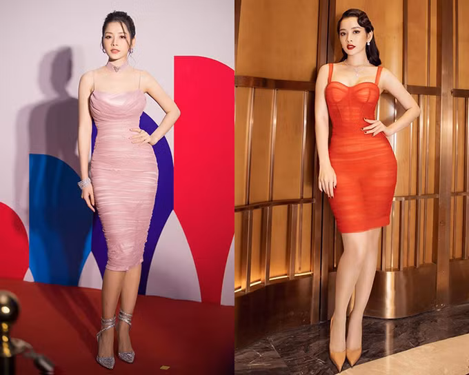 Kiểu trang phục xuyên thấu xếp nếp tôn ngực và vòng ba được Chi Pu liên tục "lăng xê". Ảnh: FB, IG.
