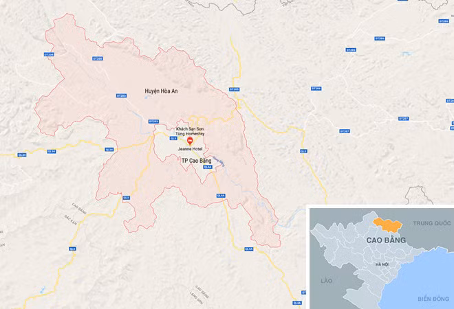 Huyện Hòa An bao quanh TP Cao Bằng - nơi cảnh sát bắt nhóm lái ôtô chở 288 bánh ma túy.