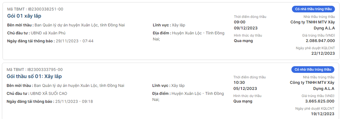 Đồng Nai: Cty A.L.A nhà thầu “bách phát bách trúng” tại Xuân Lộc Dong Nai: Cty A.L.A nha thau “bach phat bach trung” tai Xuan Loc