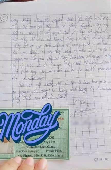 Bức tâm thư tự nguyện yêu thầy được cho là của nữ sinh viết.