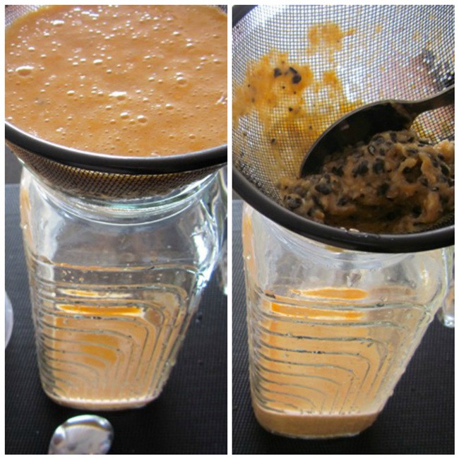 Quả thuôn dài, lớp vỏ mịn, khi chín có màu vàng và bên trong ruột màu cam.