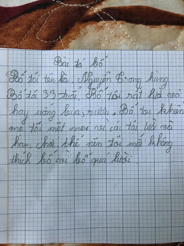 Còn đây là bài văn 'kể tội' bố.