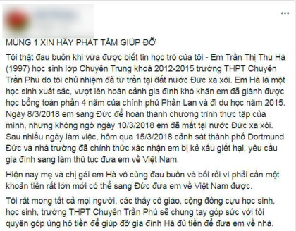 Bài đăng gây xôn xao dư luận của cô giáo T.V