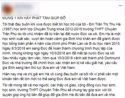 Bài đăng gây xôn xao dư luận của cô giáo T.V