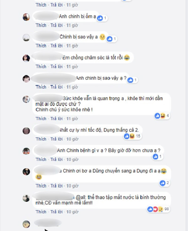 Cộng đồng mạng lo lắng hỏi thăm sức khỏe của Chinh.