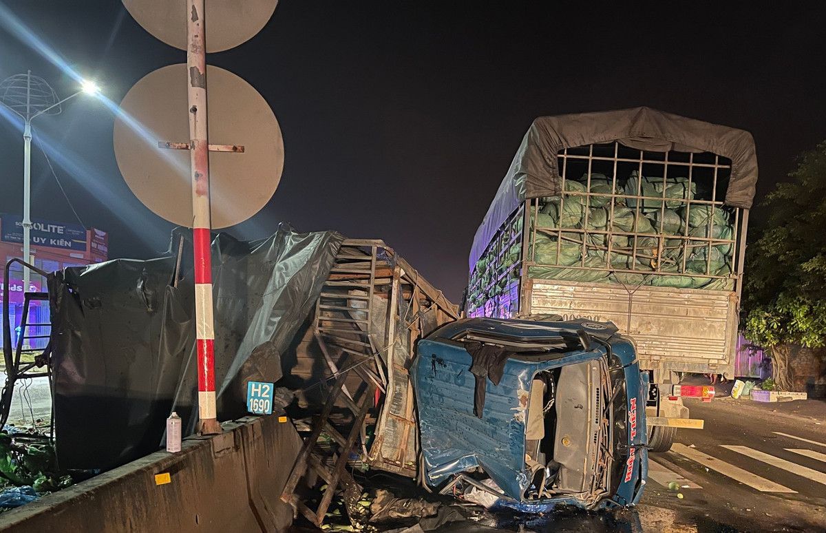 Binh Thuan: Tai nan lien hoan giua 3 xe tai tren quoc lo 1A