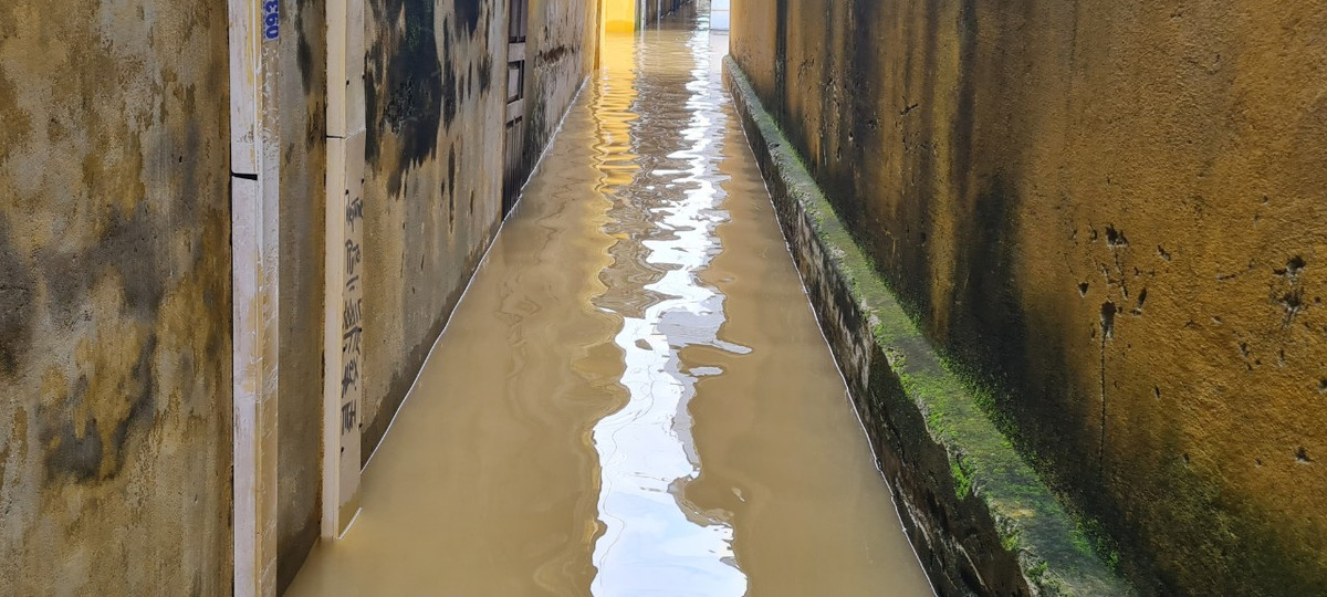 Cả những con hẻm thơ mộng trước đây cũng đầy nước.