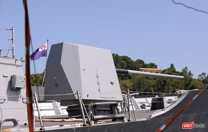 Khẩu hải pháo MK-45 phiên bản Mod 4 được trang bị trên ROKS Munmu The Great. Nguồn ảnh: Viettimes.