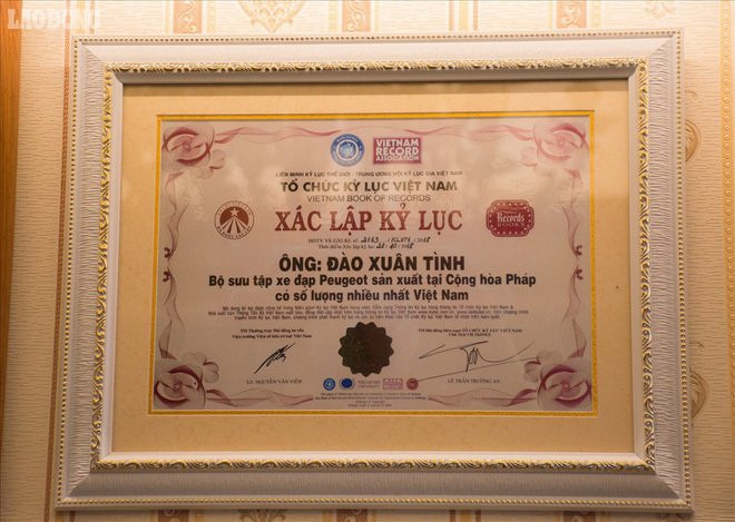 Ngày 18.11.2018, ông Đào Xuân Tình đã được TW Hội Kỷ lục Việt Nam đã trao kỷ lục quốc gia về người có sưu tập xe đạp Peugeot sản xuất tại cộng hòa Pháp có số lượng nhiều nhất.