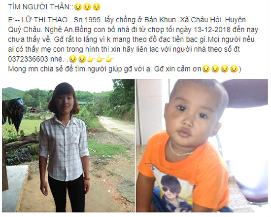 Cai va voi chong, nguoi phu nu cung con trai mat tich bi an