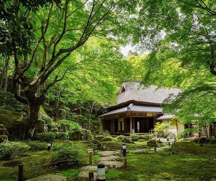 Những mùa còn lại trong năm, ngôi đền mang một vẻ đẹp riêng. Lối đi trong đền hình thành từ những tảng đá núi. Khuôn viên sân là một khu vườn đá rêu phong.