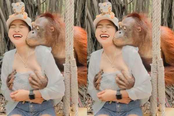 Dang chup anh, co gai bong bi duoi uoi 