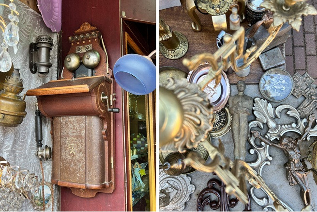 Các gian hàng tại khu chợ trời này nằm san sát với đống đồ cổ đủ loại, ngổn ngang ngay trên nền đất để cho khách hàng thoải mái lựa chọn.